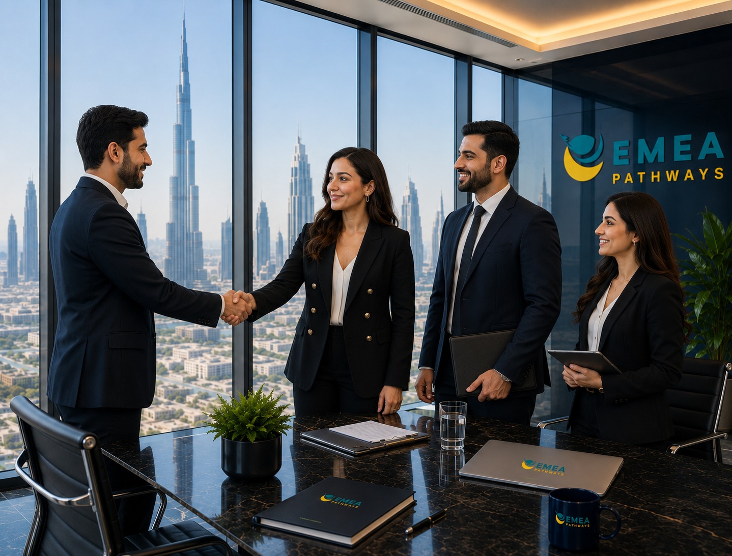EMEA Pathways consultants meeting client in Dubai office